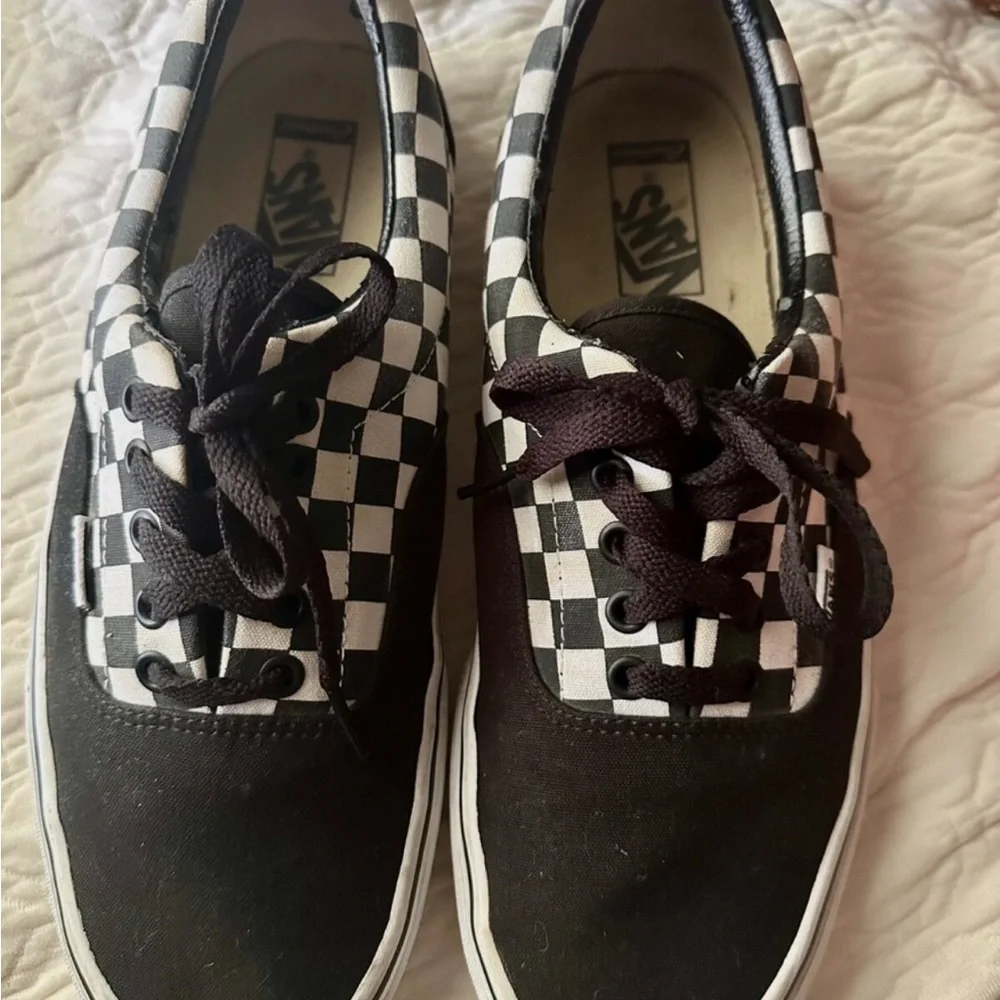 VANS ERA Black and White Checkerboard with Black Toe CUSTOMS Men’s 11 - Picture 4 of 10